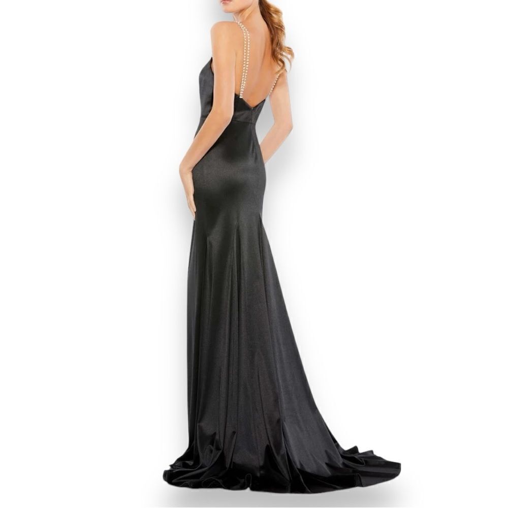 MAC DUGGAL Women’s Embellished Charmeuse Rhinestone Strap Trumpet Gown Size 4 - Picture 4 of 15